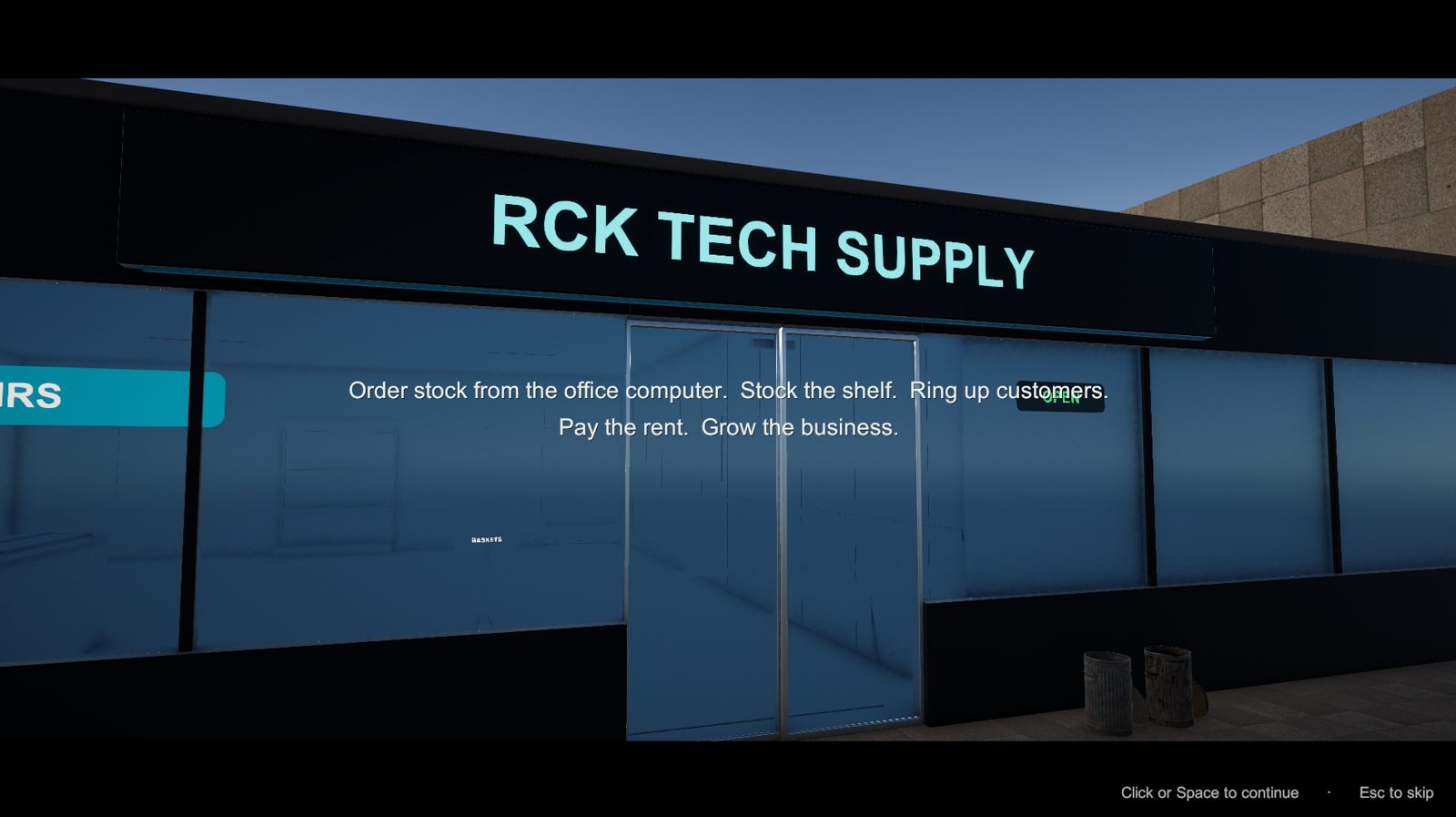 The storefront from the street